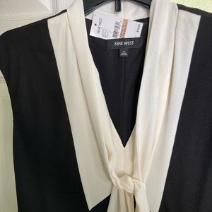 Black dress cream accent tie